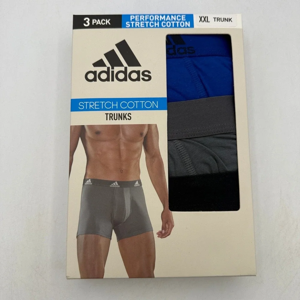 adidas Performance Stretch Cotton Trunks Mens XXL Blue Grey Black IR0833